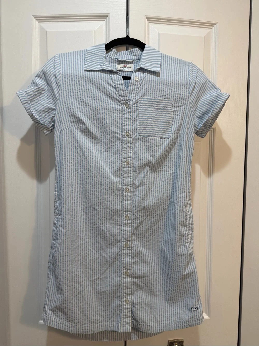 Vineyard Vines Girl’s Striped Harbor Seersucker Shirt Dress